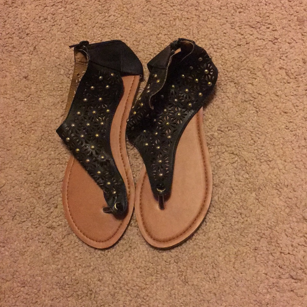 Black jeweled sandals